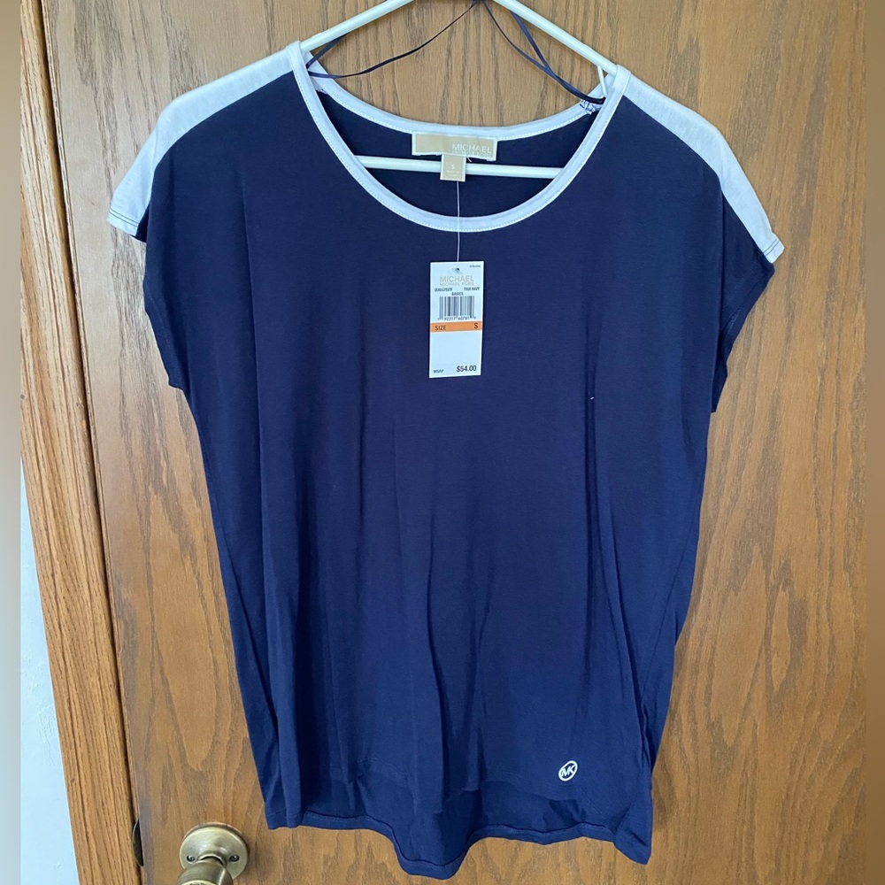 Women’s, MK Michael Kors, Small, NWT, Navy Blue with White trim, Shirt